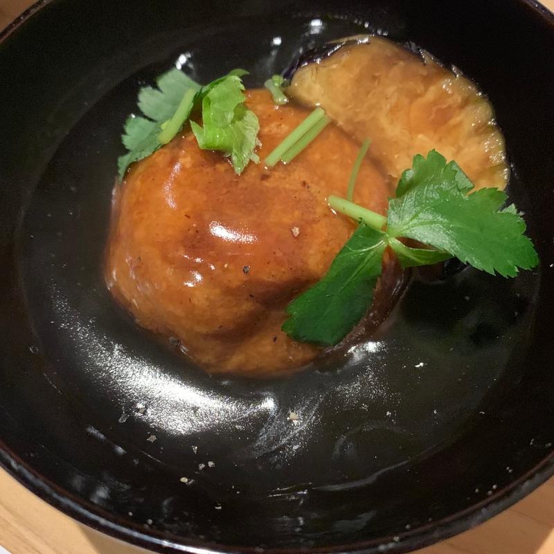 蓮根里芋まんじゅうそぼろ包み餡掛け(嗜酒（しゅしゅ）)