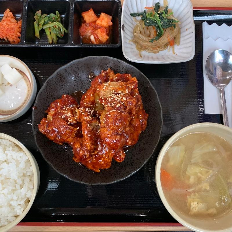 ヤンニョムチキン定食(韓国料理 扶餘 MEGAドン・キホーテ店)