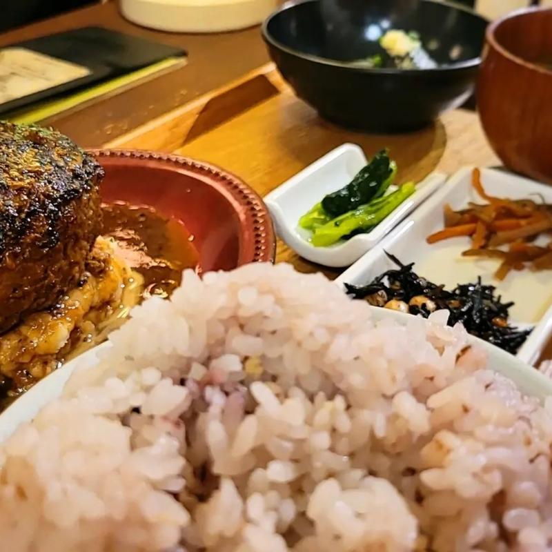 煮込みハンバーグ定食(bio ojiyan cafe 原宿本店)