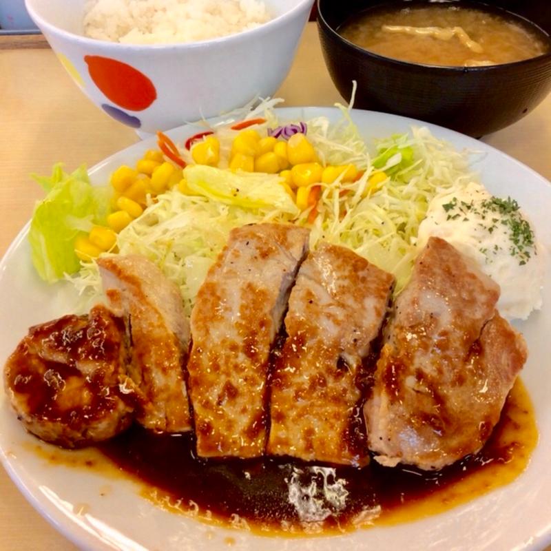厚切り豚テキ定食(ご飯ミニ)(松屋 大和田店 )