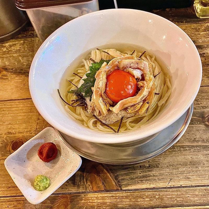 濃紅たまごね冷やし月見とろろそば並 〆のダイブ飯付き(進化驀進 京町堀本店)