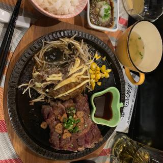 ステーキ ハンバーグ コンボ(也 なり Nari 1pound steak & Hamburg Restaurant ステーキ＆ハンバーグ Nhà hàng nhật in Hanoi 日本食)