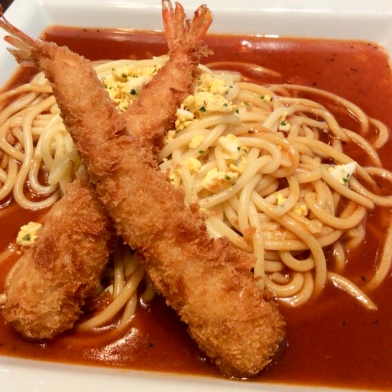 あんかけスパ(エビフライのせ)(カフェ・ド・メトロ)