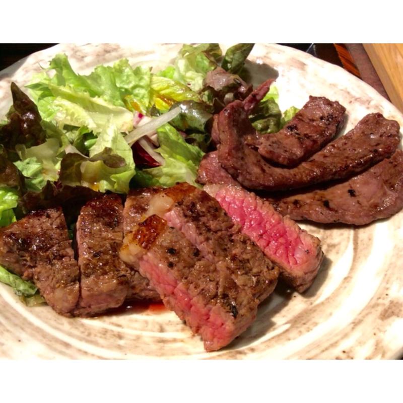 焼き牛たん＆ステーキ定食(仙台牛たんとお酒 もりの屋 梅田阪急三番街店)