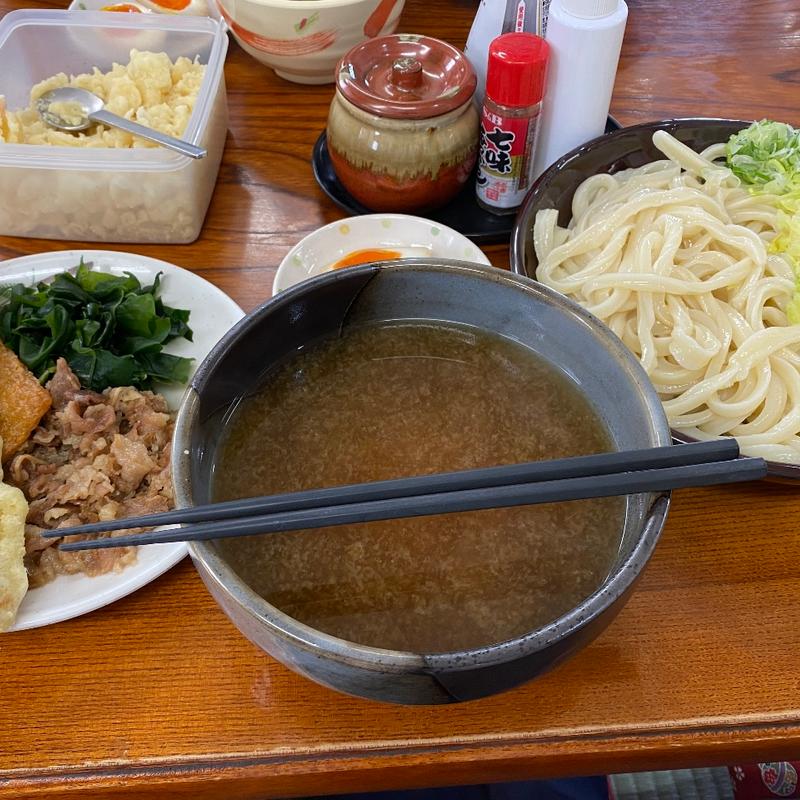 肉ちく天うどん(麺許皆伝 （めんきょかいでん）)