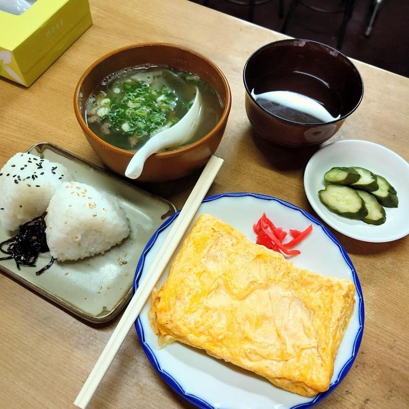 玉子焼き(大) 肉吸 おにぎり2ヶ(芦池 更科)