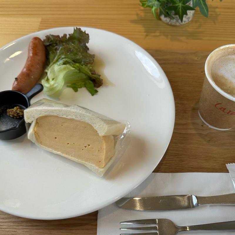 だし巻き玉子のサンドのモーニングセット(Patisserie HACONIWA 山中湖)