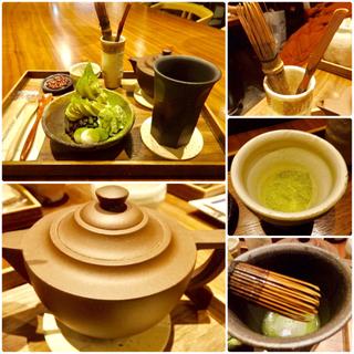 「挽きたて緑茶 セルフミキシング」と「CAFE大阪茶会 甘味トリビュート」(カフェ大阪茶会)