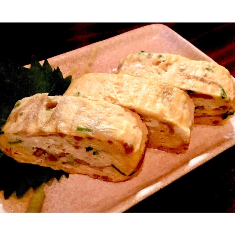 なめ茸とネギ入りだし巻きたまご(鶴亀)