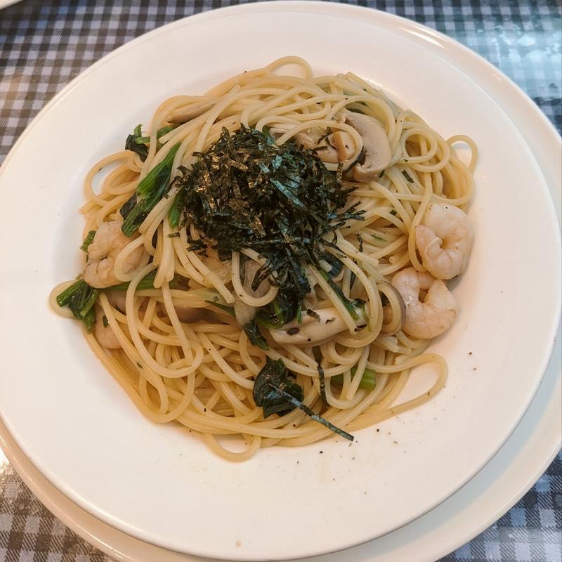 きのこスパ（きのこ・山菜・えび）(マダム・アンスイ)