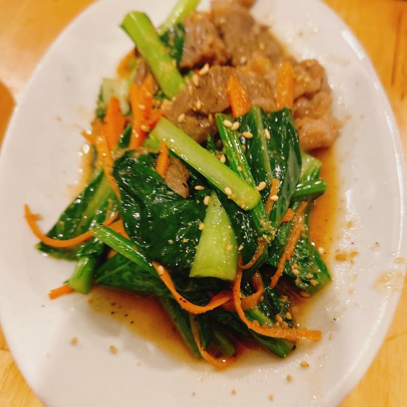 牛スジ青菜炒め(安旨ちゃん おしどり)