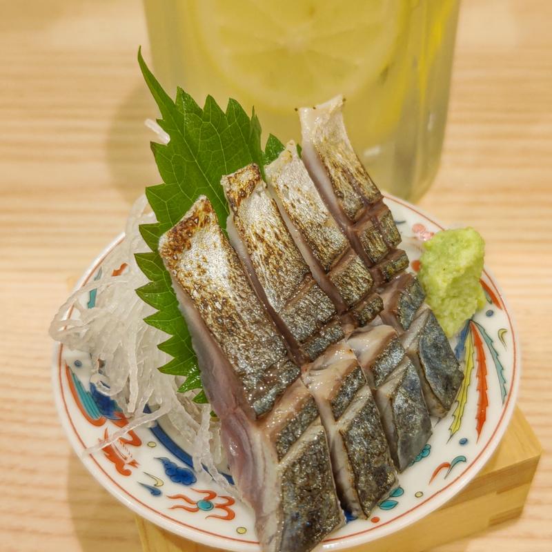 自家製炙りしめさば(貝・海苔巻き 野毛しらはら)