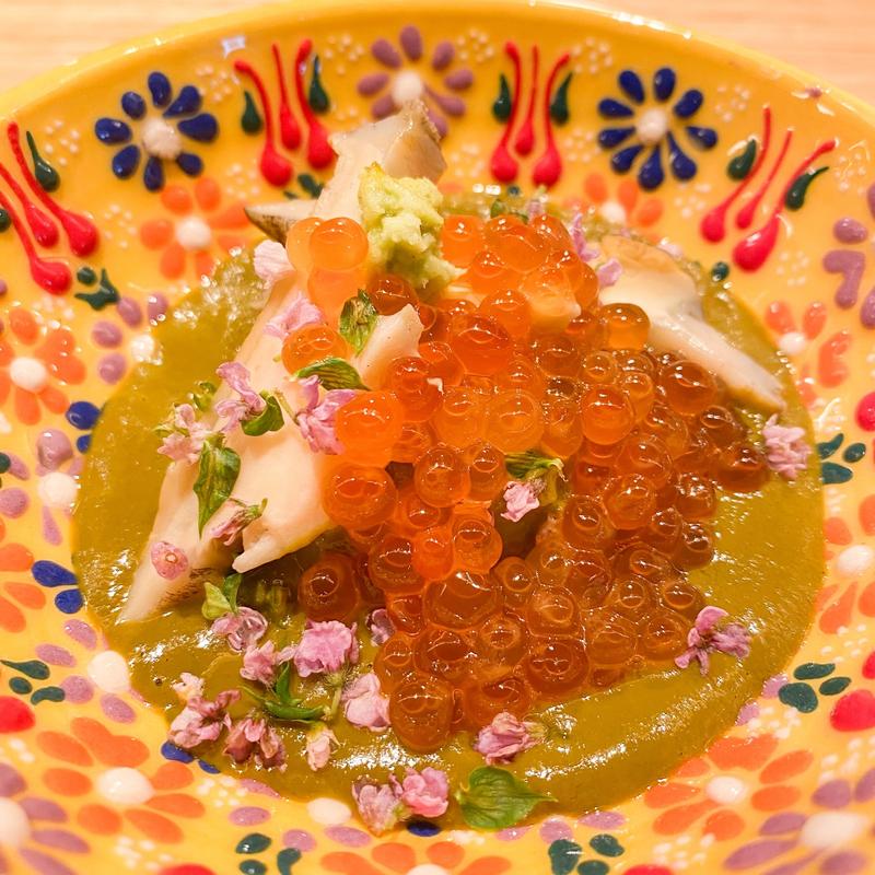 鮑の肝ソースごはん いくらかけ(虎ノ門 とだか)