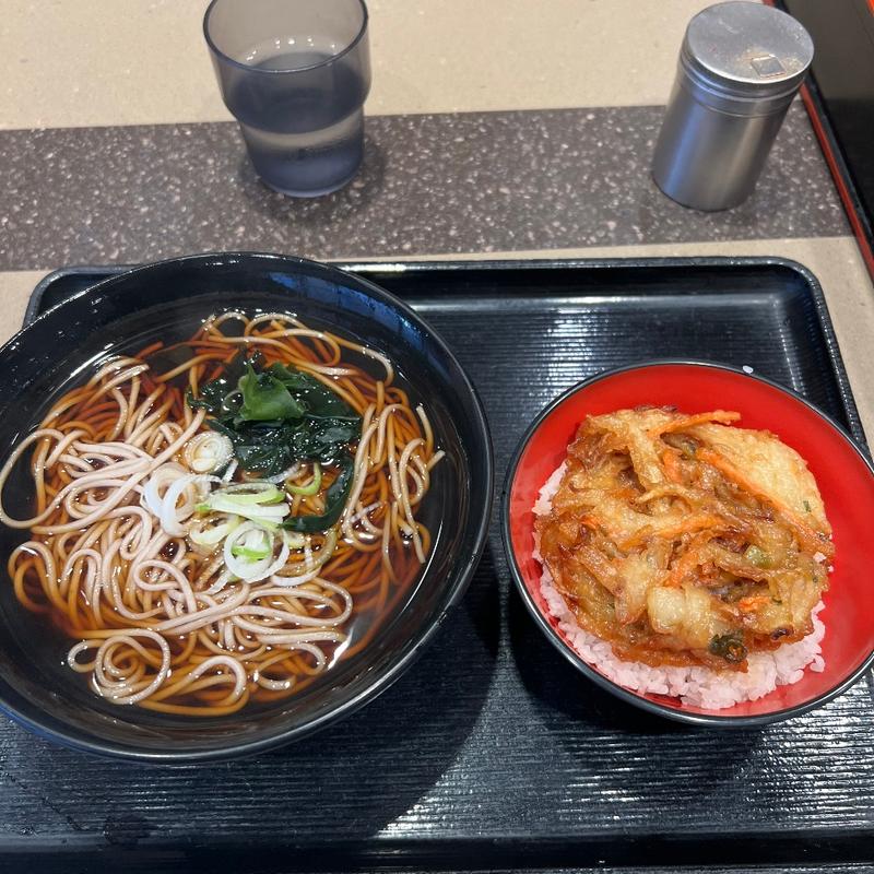 ミニかき揚げ丼セット　温そば(名代 富士そば 渋谷下田ビル店 （ふじそば）)