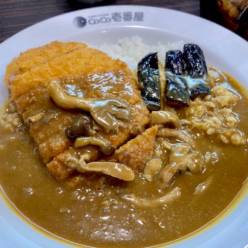 ロースカツカレー（200g,ハーフナス,ハーフきのこ)(CoCo壱番屋 近鉄上鳥羽店 （ココイチバンヤ）)