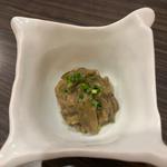 お通し　茄子の味噌炒め(旬菜料理 でんご)