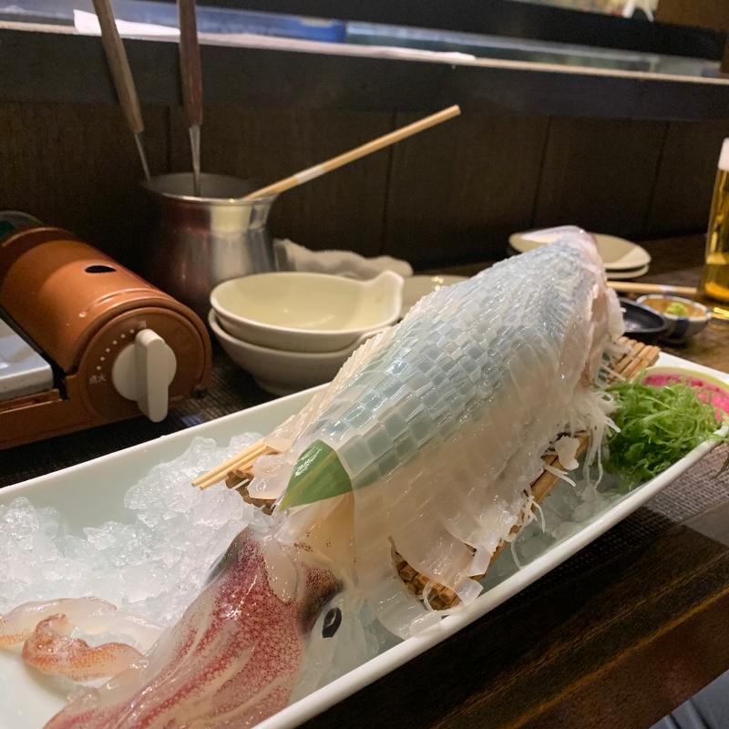 ヤリイカ活き造り(博多 魚がし 海の路)