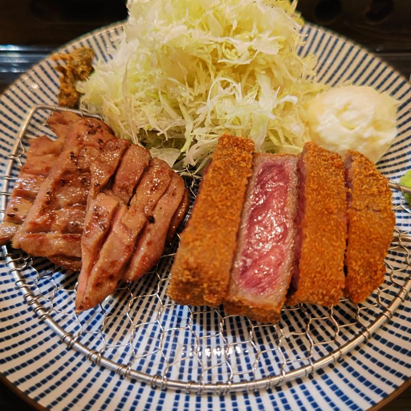 ハーフ牛かつ＆ハーフ特上熟成牛たん御膳(かつ福)