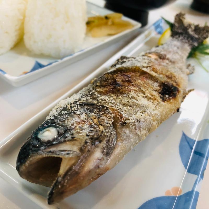 ニジマスの塩焼き_そうめん定食A(藤川天神峡 そうめん流し)