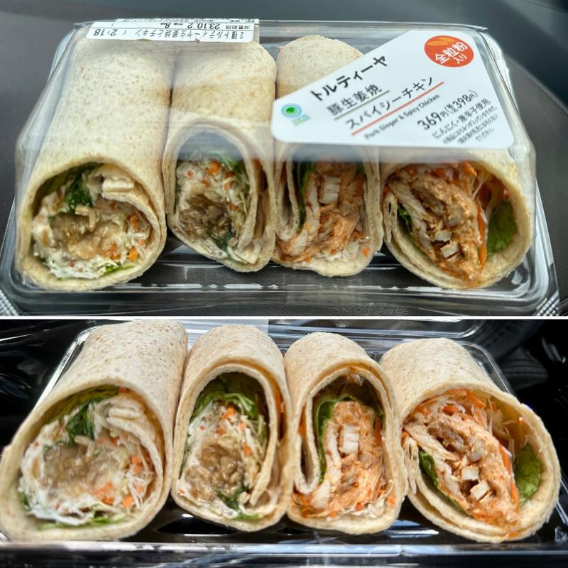 トルティーヤ(豚生姜焼 スパイシーチキン)(ファミリーマート 船橋大穴町店)