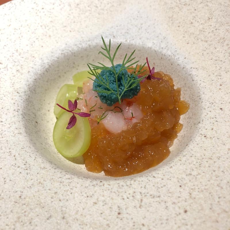 ホッコク赤海老とバターナッツのムース　コンソメジュレ寄せ(Libertemps)