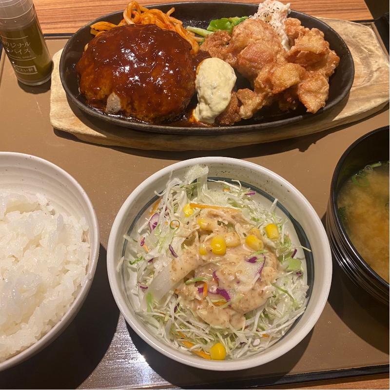 ハンバーグエビフライ唐揚げ(やよい軒 石岡旭台店 )