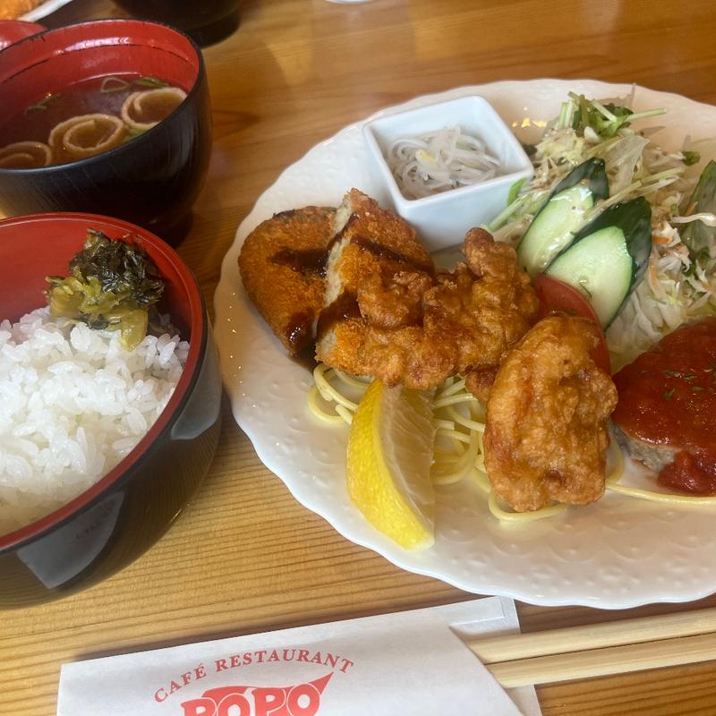 日替わりランチB(牛肉コロッケ、からあげ、ミニハンバーグ）(ポポクラブ )