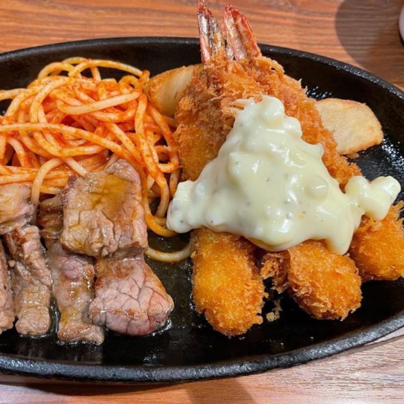 一口ステーキ・海老フライ(ビフテキ家あづま)