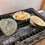 活白蛤焼＆ホッキ貝の殻焼(磯丸水産 今池店)