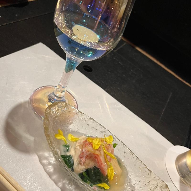 蟹と湯葉と春菊お浸し(多満喜)