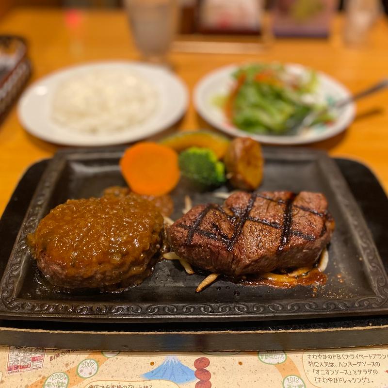 ハンバーグとステーキBセット(炭焼きレストランさわやか 掛川インター店 （スミヤキレストランサワヤカ）)
