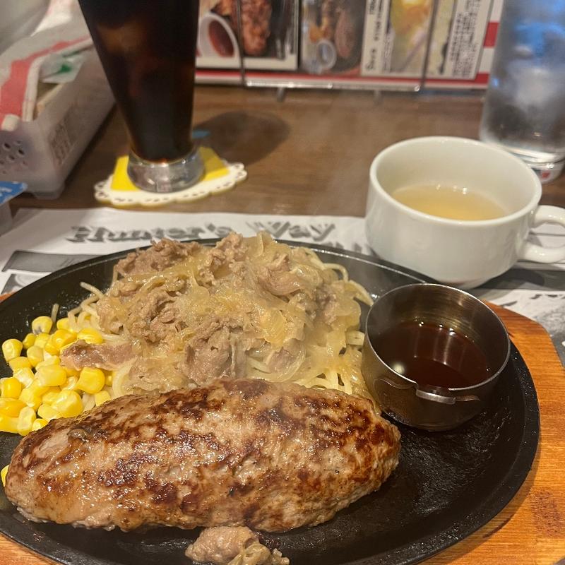 ハンバーグステーキ150g＆アイスコーヒー(グリルハンター 五反田店Grill Hunter)