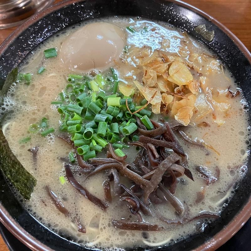 ラーメン　味玉　ニンニク焦がしネギ(博多長浜ラーメン ぼたん 大塚本店)
