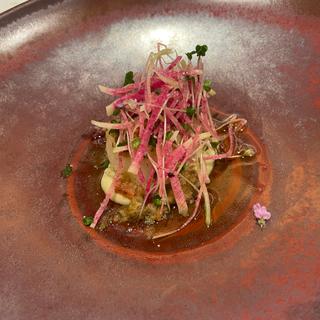 帆立貝のグリエと焼き茄子のピューレ 紫蘇の香(ガーデンレストラン徳川園)