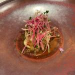 帆立貝のグリエと焼き茄子のピューレ 紫蘇の香(ガーデンレストラン徳川園)
