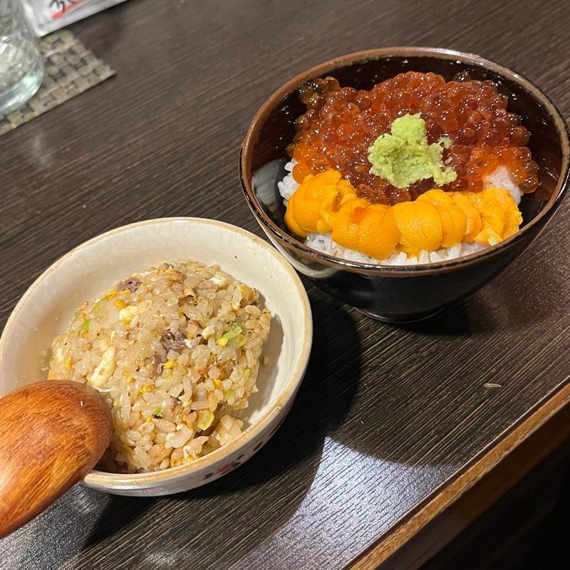 ミニばーちゃーはん、ウニいくら丼(呑場 ずずず)