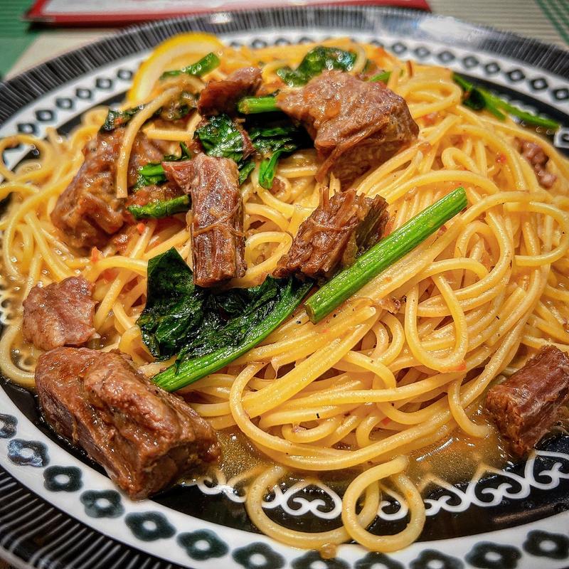 バター🧈醤油サーロイン🥩サイコロステーキパスタ🍝LLサイズ＾＾(パステルイタリアーナ 松戸店)