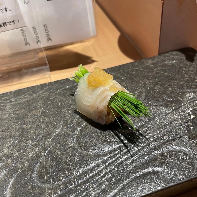芽ねぎひらめ巻き(鮨 仙酢 本店)
