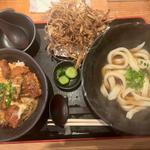 ゴボてんうどん(太麺)+カツ丼(うどんひだか )