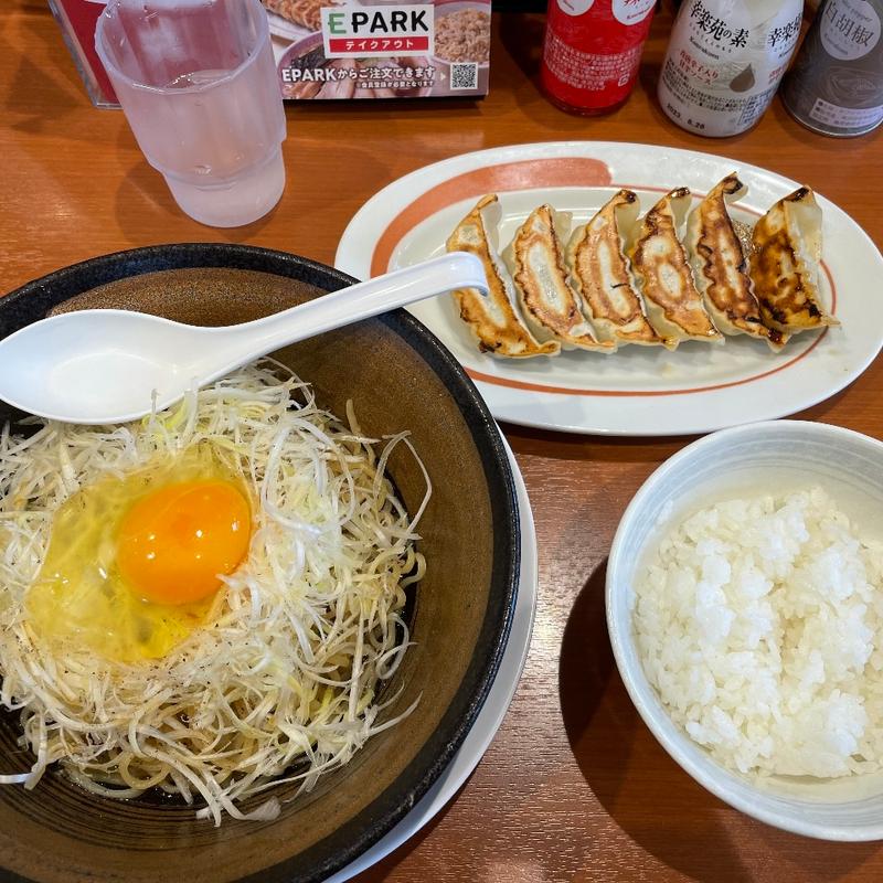 ねぎ玉中華そばギョーザセット(ﾗｲｽ付き)(幸楽苑 天王店 )