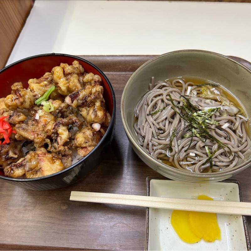 ゲソ天丼そばセット(まんまる食堂)