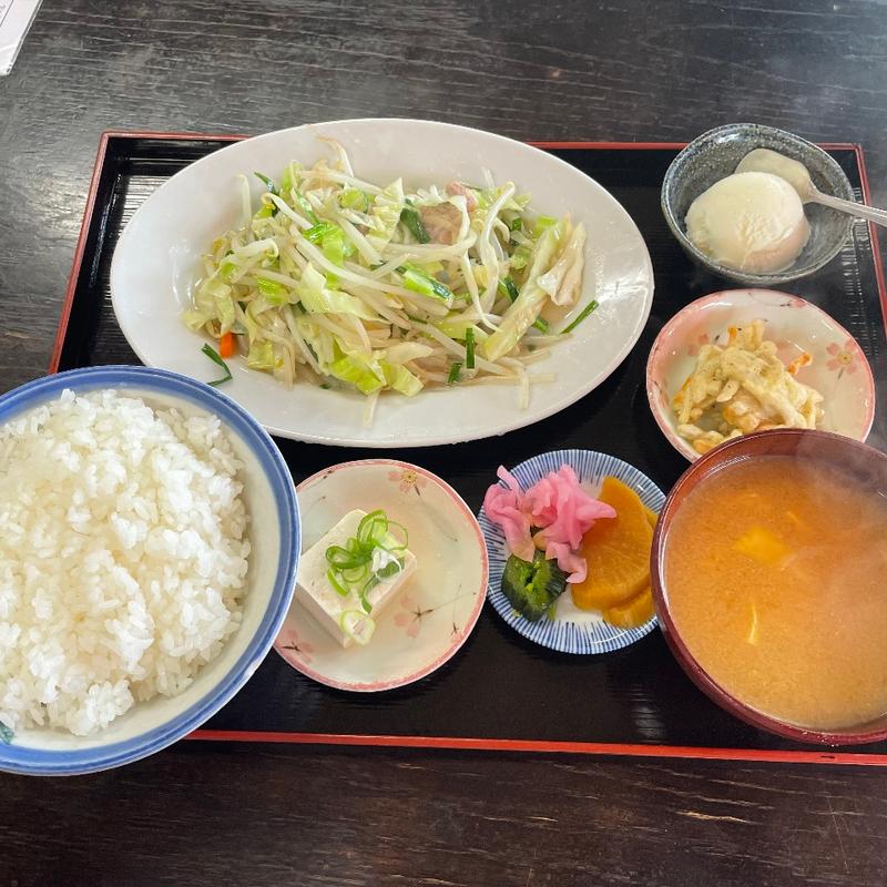 野球炒め定食(一本杉食堂)