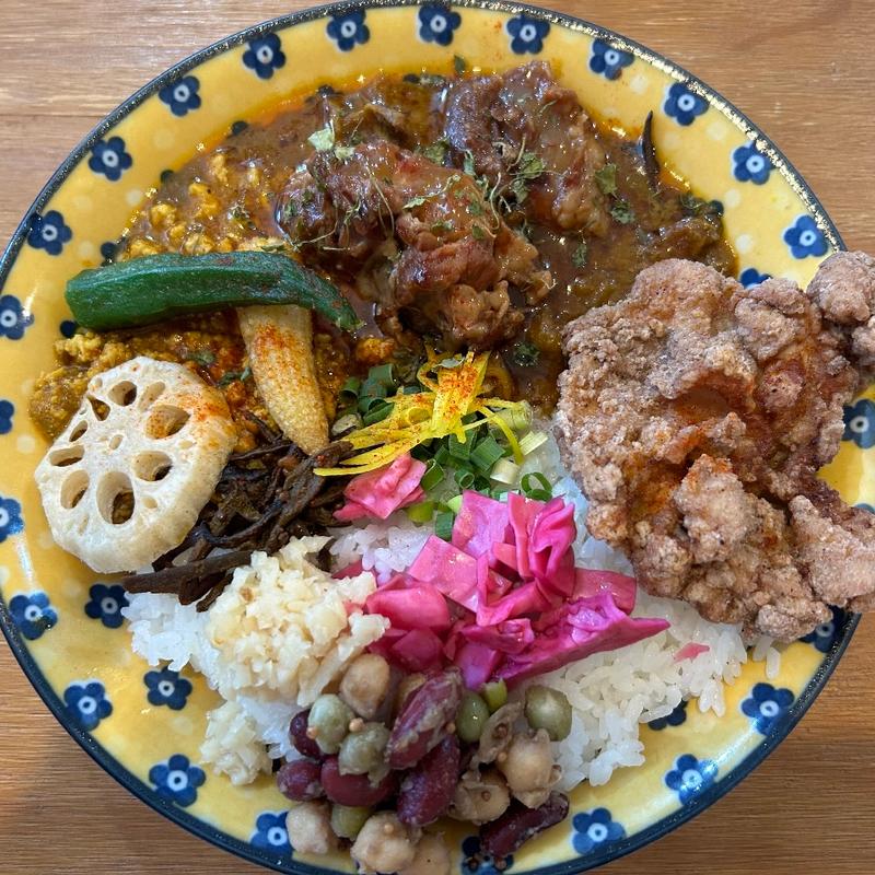 2種盛り（竹鶏チキン、ジンジャーキーマ）(カリーハウス マシャーーラ)