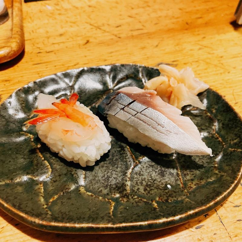 〆サバと甘エビ(居酒屋 天金 （てんきん）)