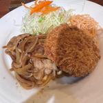 欲張りランチセット（生姜焼き+メンチカツ）(キッチン ニューほしの)