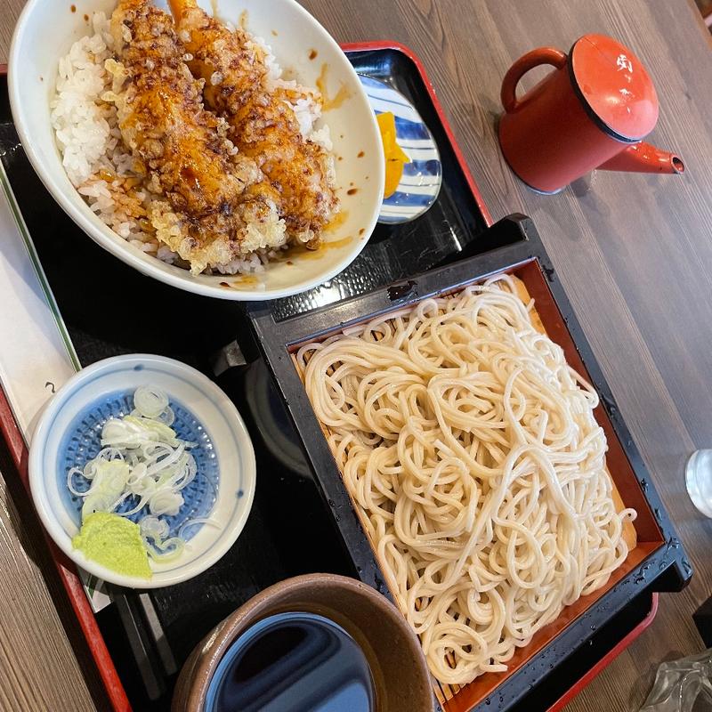 天丼セットもりそば(そば処 満留賀)