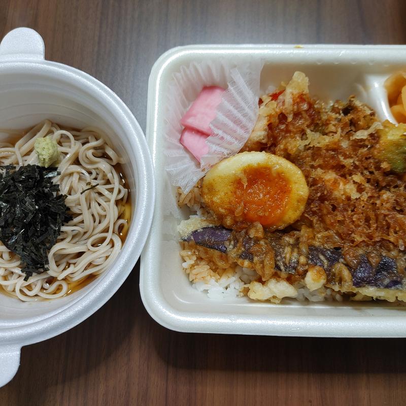 カラフル天丼弁当 冷小そばセット(天丼てんや 下総中山店)