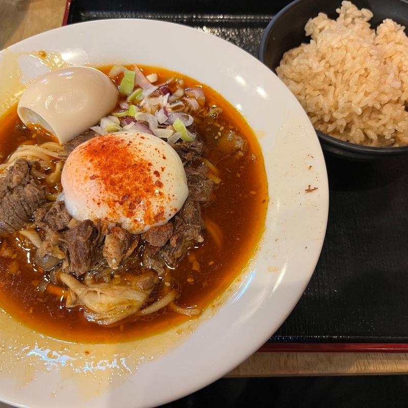 牛すじと木の子の月見そば　ごはん付き(福島壱麺 （イチメン）)