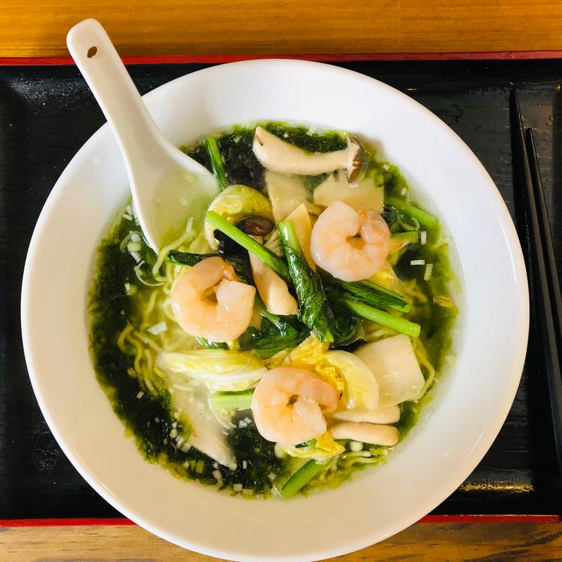 あおさのり入りエビあんかけ塩ラーメン(家常菜 博朱)