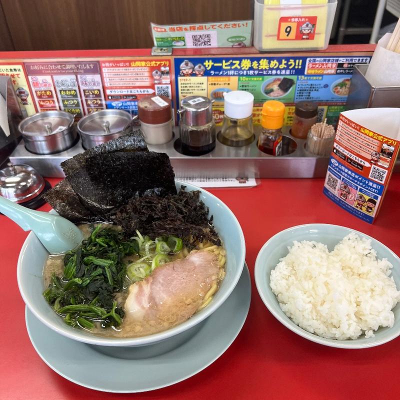 ライス　ほうれん草　黒ばら海苔　背脂変更(ラーメン山岡家 越谷レイクタウン店)
